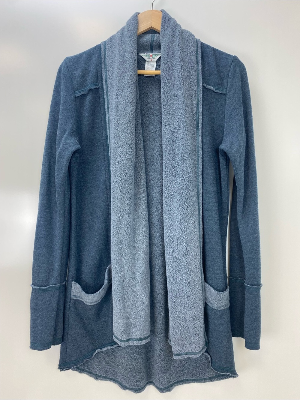 Hard Tail Slate Blue Open-Front Plush-Lined Cardigan